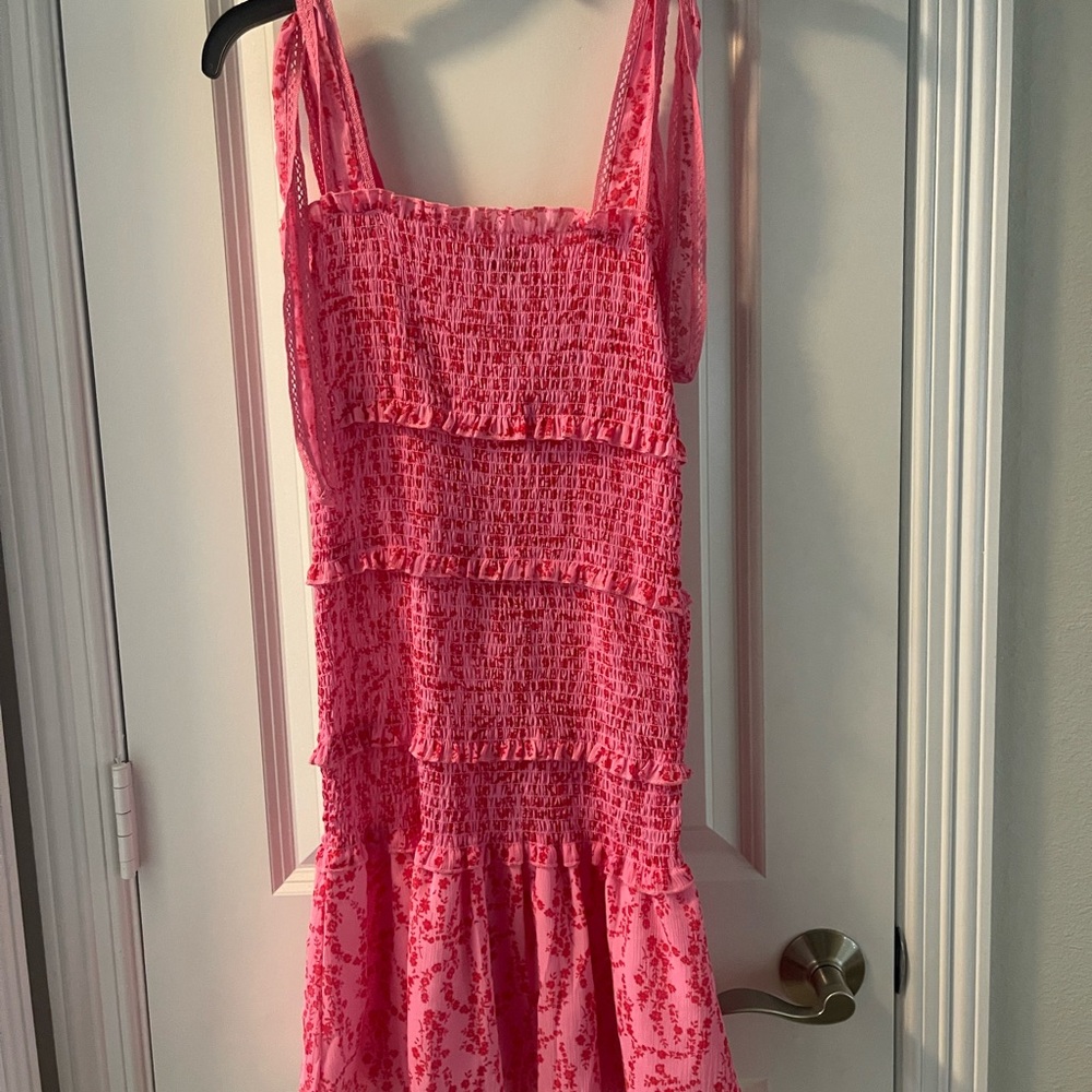 Pink Ruffled Sleeveless Dress